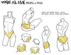 the instructions for how to draw an origami man's torso and chest