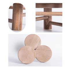 three pieces of wood sitting on top of each other