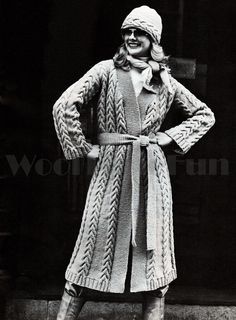 an advertisement for cable knits featuring a woman wearing a hat and coat, with the caption fashion takes over cables