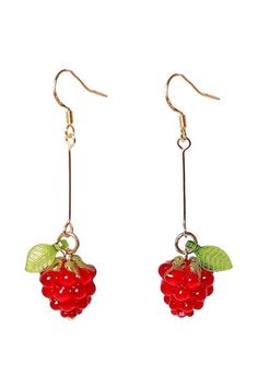 Cute Raspberry Earrings, berry earrings, fruit earrings, aesthetic accessories Raspberry Clothes, Raspberry Accessories, Raspberry Earrings, Raspberry Jewelry, Berry Earrings, Accessories Y2k, 90's Aesthetic, Find Your Aesthetic, Aesthetic Accessories