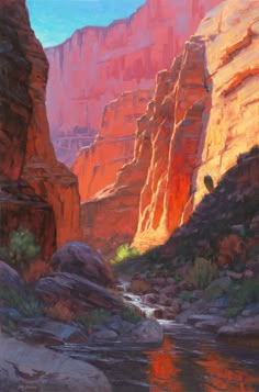 Shadow Barrel -  Cody DeLong - McGaw Graphics Southwestern Paintings, Fantasy Terrain, Maynard Dixon, Desert Places, Cactus Art Print, Scenery Art, Game Environment, Desert Art, Desert Painting