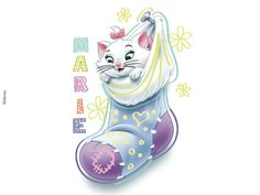 a white cat is sitting on top of a purple boot with the words happy new year