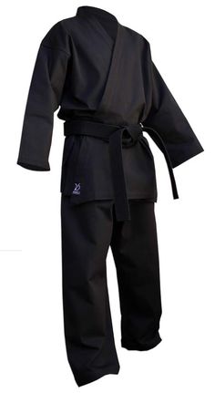 a black karate suit on a white background