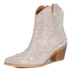 PRICES MAY VARY. Rhinestone Cowgirl Boots Style Heel Height : 6cm/2.36'' Platform: 0.5cm/0.2'' Shaft height: 12.5cm/4.92'' Shaft circumference: 26cm/10.24''rhinestone cowboy boots for women Glitter Boots Design:Comfort of shoes ergonomically designed rhinestone short boots with anti slip heel design that can maintain a high level of elegance in any occasion glitter boots Rhinestone Booties Suitable Many Occasions: Side zipper rhinestone boots for scene Halloween dress up, Thanksgiving, New Year' Sparkly Cowgirl, Rhinestone Cowboy Boots, Cowgirl Ankle Boots, Rhinestone Cowboy, Rough Heels, Glitter Boots, Pointed Toe Boots, Pointed Heels, Designer Boots