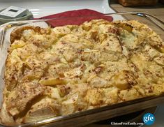 a casserole dish with potatoes and meat in it