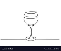 a wine glass on a white background with a line art style design in black and white