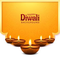 happy diwali background with lit candles for diwali festival on white background