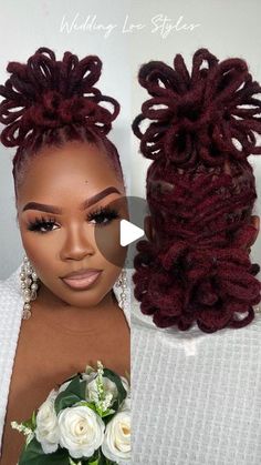 Jackie. on Instagram: "💍 Wedding Loc Style Series  Ep. 11: Half Up Half Down Loc Barrel Petal Buns  ——  Earrings: @sheinofficial   p r o d u c t s: + rubber bands  #bridallocstyles #bridallocs #weddinglocstyles #weddinglocs #locstyles #locstylesforwomen #iamjackiecymone" Two Loc Petal Buns, Petal Bun Locs Wedding, Black Brides Hairstyles Locs, Updo Locks Hairstyle, Updo Hairstyles For Locs, Half Up Half Down Dread Styles, Loc Petal Bun Styles, Loc Styles For Wedding Guest, Half Up Half Down Loc Styles Locks