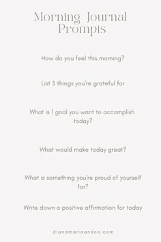 Morning Journal Prompts, How To Journal, Mindfulness Journal Prompts, Morning Journal, Journal Inspiration Writing, Healing Journaling, Gratitude Journal Prompts, Daily Journal Prompts, Morning Pages