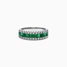 Effy Brasilica 14K White Gold Emerald and Diamond Band Ring, 1.27 TCW Emerald And Diamond Band, Emerald Band, Diamond Band Ring, Effy Jewelry, Shiny Things, Diamond Rings Bands, Diamond Band, Diamond Bands, Eternity Ring