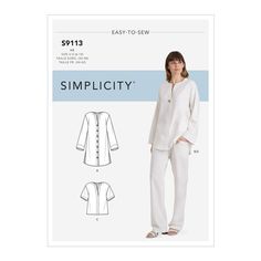 the sewing pattern for an easy - to - sew jacket and pants is shown