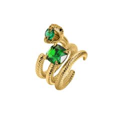 PRICES MAY VARY. SERPENT RING WITH GREEN STONES - Make a Bold Fashion Statement with this Stylish Serpent Ring Featuring Green Stones. Perfect for Special Events, Fashionable Wear, and Personalized Fashion Looks. Crafted with Attention to Detail, this Customizable Ring is Ideal for Celebrations, Gifts, or as a Statement Jewelry Piece. Elevate Your Style with this Unique Serpent Ring that Adds a Touch of Elegance and Trendiness to Your Outfit HIGH-QUALITY SNAKE RING: HIGH-QUALITY SNAKE RING: High Green Open Ring For Gift, Elegant Green Crystal Ring, Elegant Green Crystal Ring With Metal Band, Green Open Ring Jewelry For Gift, Green Open Ring For Jewelry Making, Adjustable Green Rings For May Birthstone, Green Fine Jewelry Rings For Party, Green Emerald Ring For Party, Green Ring Jewelry Gift