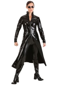 PRICES MAY VARY. Size: X-Small COSTUME INCLUDES: This The Matrix Trinity adult costume is officially licensed from the movie and features a shiny black jacket and a pair of black sunglasses. FROM FUN COSTUMES: Halloween Costumes are what we do and we're proud to offer an epic selection of costumes for the most popular characters from TV, movies, and more. We love The Matrix as much as you do, so we are very excited to offer fans our licensed Trinity costume for women! AUTHENTIC DETAILS: This adu Trinity Costume, The Matrix Trinity, Matrix Trinity, Kitchen Opening, Fun Costumes, Popped Collar, Black Overcoat, Costume For Women, Popular Characters