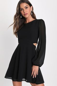 Skater Dress Outfit, Fall Wedding Guest Dresses, Fall Wedding Outfits, Casual Wedding Guest Dresses, Love Dark, Cutout Mini Dress, Cute Black Dress, Mini Skater Skirt, Fall Wedding Guest