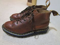 Vintage 90s, Doc Marten monkey boots, made in England.  Brown.  Excellent condition.  UK 7,  US men 8, US women 9. Please read all measurements and view all photos provided before purchasing as I do NOT accept returns. I do my best to list accurate measurements and notate all visible flaws/signs of wear. I am happy to send additional pictures of any listing. I am not responsible for lost or damaged packages during shipping. Insurance can be purchased at an additional cost. International buyers please contact me for shipping quotes. Please note: Vintage items are not new and it is expected that there will be signs of age and wear. Vintage sizes run smaller than ones today, so the best method to judge size is to compare the above measurements to a garment you have that fits you well. Thank y Monkey Boots, Us Man, Doc Martens, Brown Boots, I Fall, Aging Signs, I Fall In Love, Womens Boots, Shoe Boots