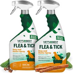 two bottles of flea and tick dog and cat spray