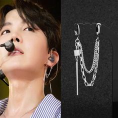 Long and Individual Earring BTS JHOPE Material: Titanium Steel It is sent by certified Guy Jewelry, Ear Wrap Cuff, Bts Earrings, Kpop Earrings, Ear Chain, Punk Earrings, Hipster Grunge, Korean Jewelry, Kpop Bts