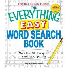 the everything easy word search book with a pencil in it's middle and an image of