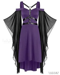 Lasaky - Halloween Gothic Punk Dress Renaissance High Low Vintage Dress Women Cosplay Party Dresses Harness Dress, Punk Dress, 파티 드레스, Grunge Dress, Women Cosplay, Flare Sleeve Dress, Halloween Gothic, Gothic Dress, Strappy Dresses