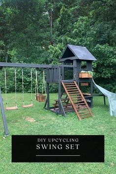 Looking for a fun DIY project that will keep your kids entertained for hours? Try upcycling an old swing set! With a little creativity and some DIY skills, you can transform your old swing set into a fun and functional play area. Get inspired by these outdoor ideas and turn your backyard into a kid's paradise. From sandboxes to climbing walls, there are endless possibilities for upcycling your swing set. Simple Backyard Playground, Homemade Play Set, Backyard Playground Makeover, Old Playground Makeover, Kids Play Structure Outdoors, Diy Kids Playset, Play Set Backyard, Paint Playground Set, Diy Play Ground Ideas Backyards