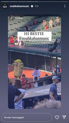 a cell phone with an image of a baseball player on it's screen and the caption that reads hi bestie @ noah hammus