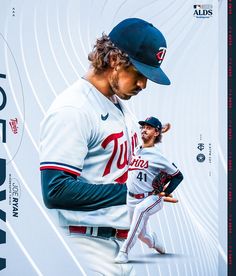 two baseball players standing next to each other in front of a white background with the words world series on it