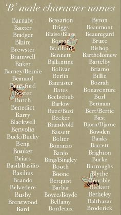 Boy names beginning with ‘b’. Old Male Names, Scottish Last Names, Boy Character Names, Names For Towns, B Names For Boys, B Boy Names, Names For Writing, Male Names For Characters, Invented Names