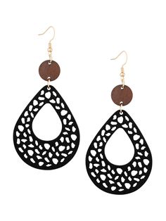 PRICES MAY VARY. BOLD GEOMETRIC CUTOUTS: These teardrop-shaped earrings boast a dynamic geometric cutout pattern, offering a contemporary twist on classic wooden jewelry. CONTRASTING WOOD ACCENTS: The dark cutout portion contrasts beautifully with the lighter wooden disc at the top, providing an eye-catching two-tone aesthetic. NATURAL WOOD CRAFTSMANSHIP: Skillfully carved from wood, these earrings bring an element of rustic charm to your accessory collection, perfect for eco-conscious fashion l Wood Craftsmanship, Aesthetic Natural, Leather Crafting, Leather Carving, Wooden Cutouts, Leather Cuts, Conscious Fashion, Wood Accents, Wooden Jewelry