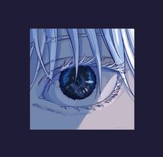 an anime character's eye with long white hair and blue - colored eyeshade