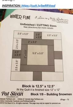 the instructions for how to make a quilt pattern are displayed on a tablecloth sheet