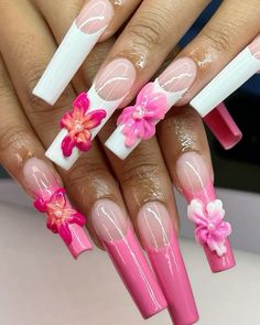 Girly Acrylic, Rose Gold Nails, Girly Acrylic Nails, Unique Acrylic Nails, Gold Nails, Nails Inspo, Pink Rose, Nail Inspo