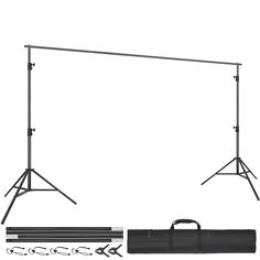 a set of photography lighting stands with carrying bag and accessories for the tripod system