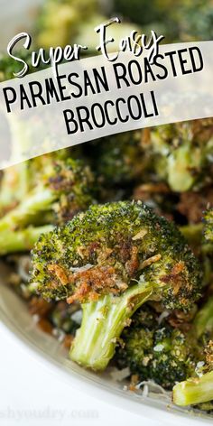 broccoli florets with parmesan toasted broccoli in a bowl