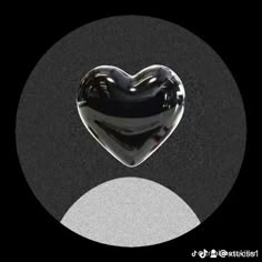 a heart shaped object in the middle of a black and white circle with an oval background