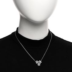 This is an authentic VAN CLEEF & ARPELS 18K White Gold Diamond Socrate 3 Flower Pendant Necklace. The necklace is crafted of 18 karat white gold and features three flower motifs accented with diamonds, approximately .91 total carat weight. Authentic Vans, Flower Motifs, Flower Pendant Necklace, Van Cleef Arpels, Van Cleef, Flower Pendant, White Gold Diamonds, Gold Diamond, Diamonds