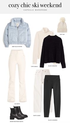 Weekend Capsule Wardrobe, Japan Outfit Winter, Winter Outfit Ideas For Women, Snow Outfits For Women, Winter Outfits Canada, Ski Weekend, Ski Trip Outfit