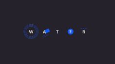 the word water written in blue on a black background