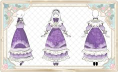 the paper doll is wearing a purple dress