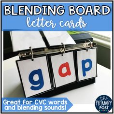 a binder with letters that spell out the word gap on it, and an image of