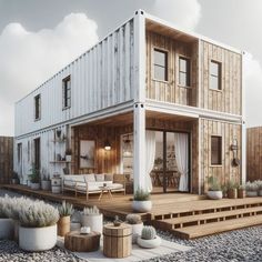 an artist's rendering of a house made out of shipping containers