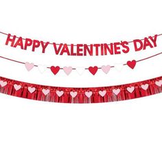 valentine's day banner with hearts and tassels