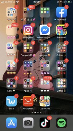 an iphone screen with many different icons on it