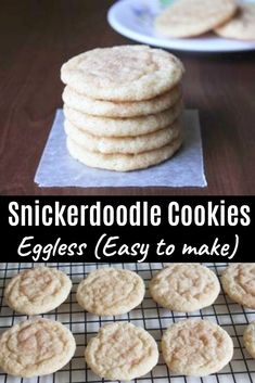 there are cookies on the cooling rack and in front of them is an eggless easy to make recipe