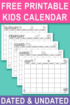 the free printable kids's calendar is shown