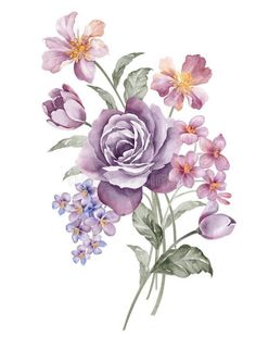 watercolor painting of purple flowers