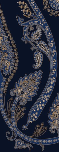 an intricate blue and gold wallpaper design