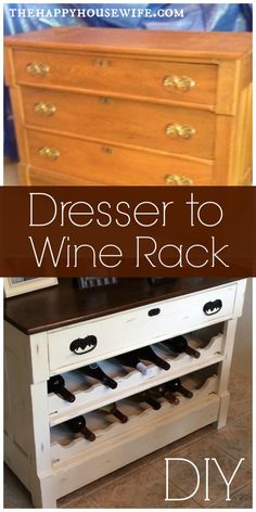 the diy dresser to wine rack is made from an old drawer and has been painted white