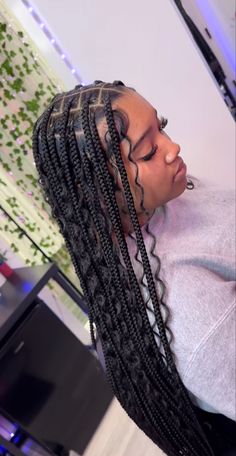 Romantic Waves, Haircut Selfie, Photo Hijab, Big Box Braids Hairstyles, Goddess Braids Hairstyles, Long Box Braids, Cute Hairstyle, Box Braids Hairstyles For Black Women, Cute Braided Hairstyles