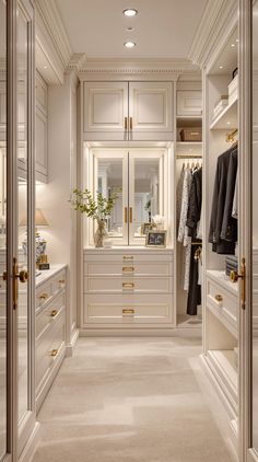 walk in closet ideas Closet Entry Door, Walk In Closet Elegant, Classic Walk In Closet Design, Built In Jewelry Storage In Closet, Modern Classic Walk In Closet, Square Walk In Closet Ideas, Blue Walk In Closet, French Country Closet, Simple Walk In Closet Ideas