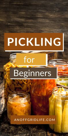 pickling for beginners in jars with text overlay